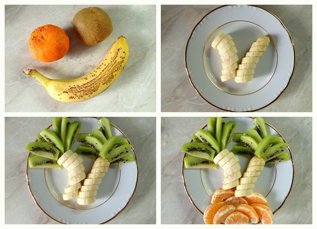 Красиво нарезать бананы на стол пошаговое фото