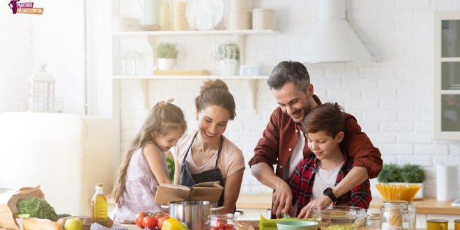 Együtt főz a család.